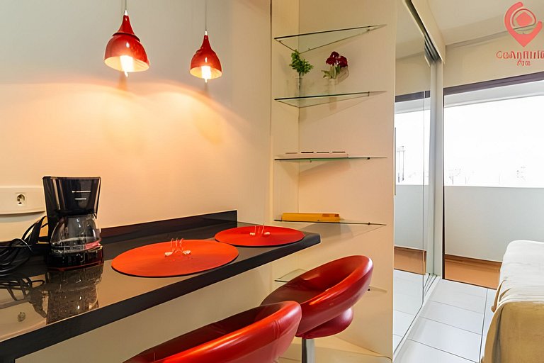 Studio Moderno | Piscina, Academia, Shopping e +!
